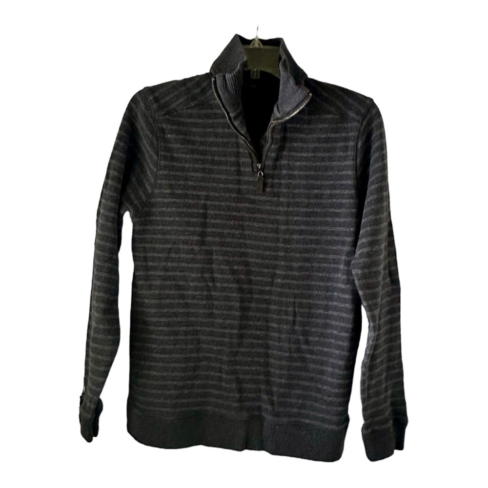 Tasso Elba Mens Knit 1/4 Zip Sweater Gray Size S